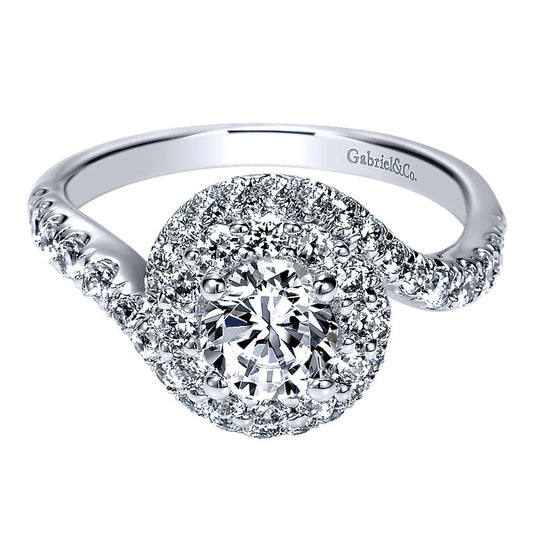 Engagement Ring 14k White Gold Diamond Double Halo
