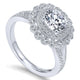 14K White Gold Diamond Double Pave Halo With Channel Split Shank 14K White Gold Engagement Ring ER75
