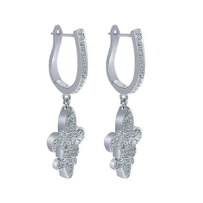 14k White Gold Diamond Drop Earrings