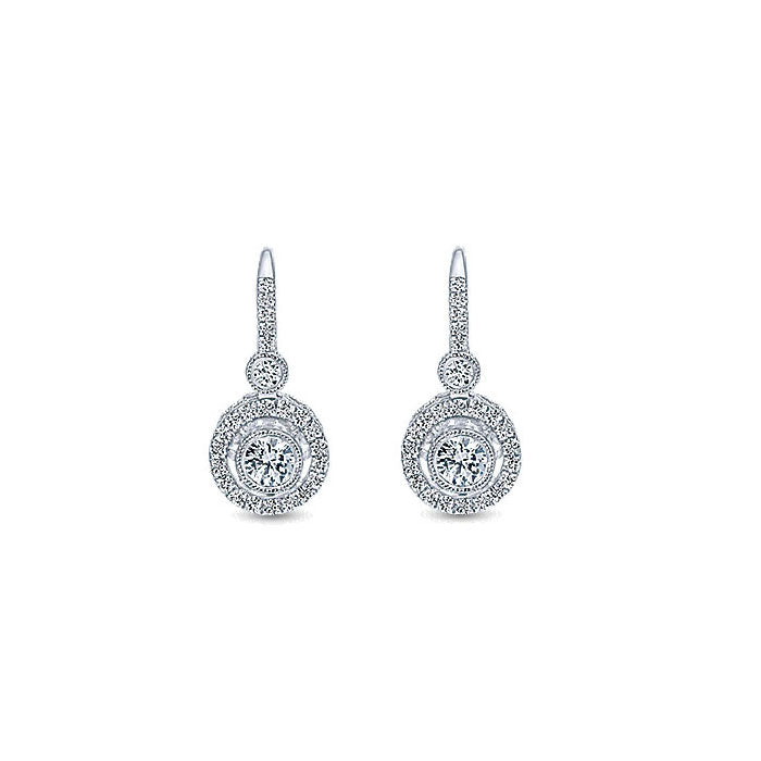 14k White Gold Diamond Drop Earrings