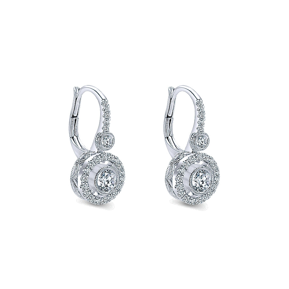 14k White Gold Diamond Drop Earrings