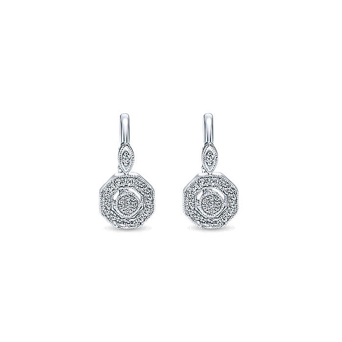 14k White Gold Diamond Drop Earrings