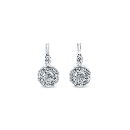 14k White Gold Diamond Drop Earrings