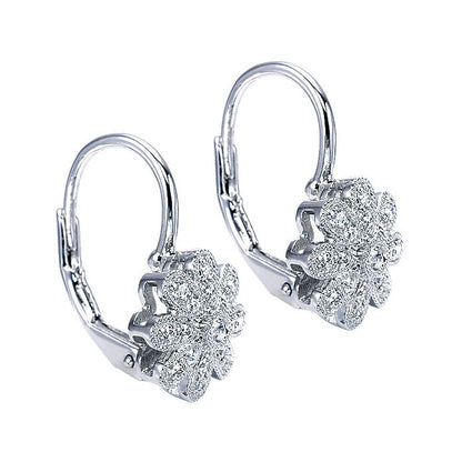 14k White Gold Diamond Drop Earrings