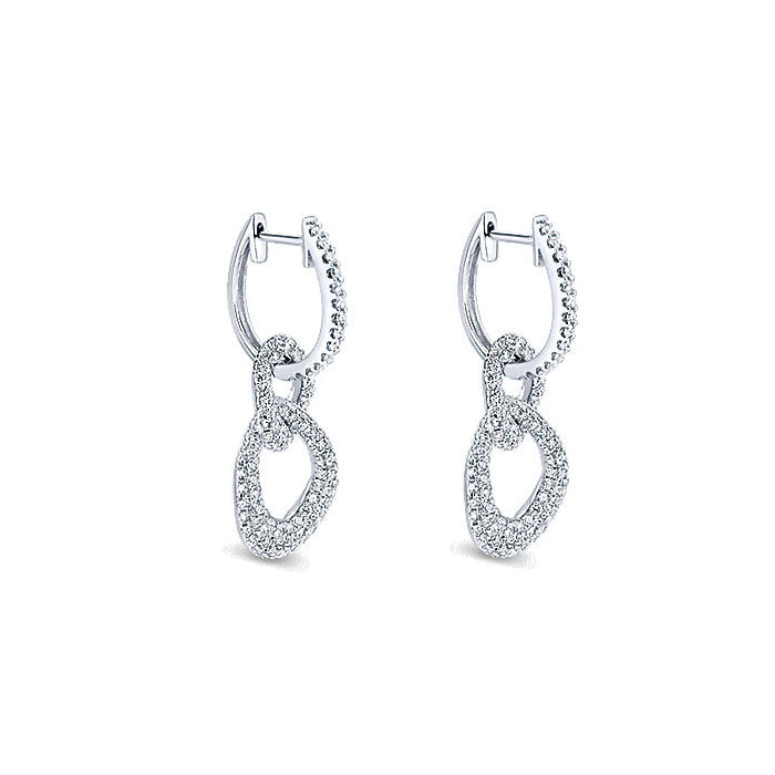 14k White Gold Diamond Drop Earrings