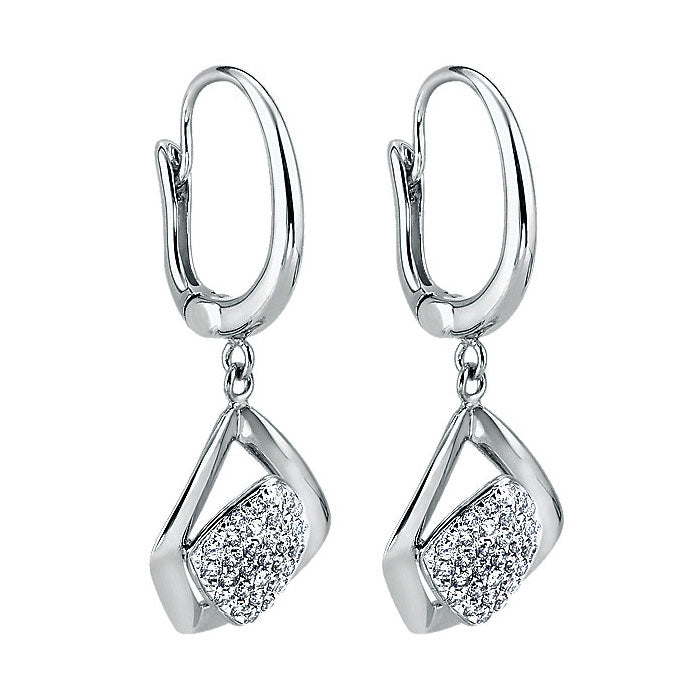 14k White Gold Diamond Drop Earrings