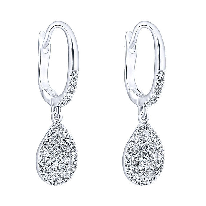 14k White Gold Diamond Drop Earrings