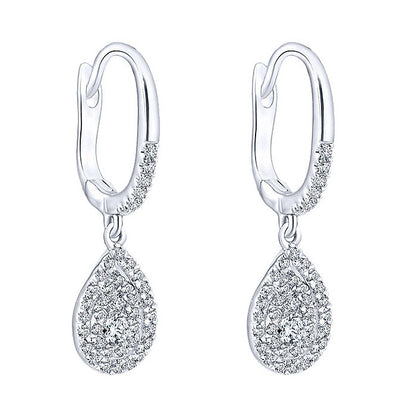 14k White Gold Diamond Drop Earrings