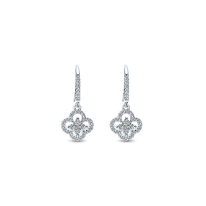 14k White Gold Diamond Drop Earrings