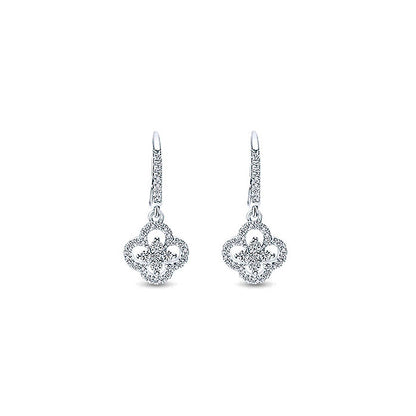 14k White Gold Diamond Drop Earrings