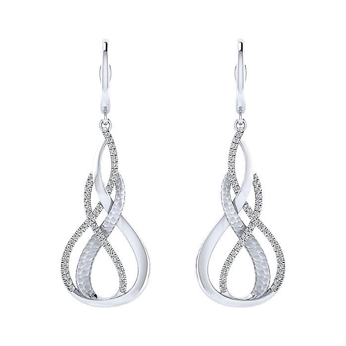 14k White Gold Diamond Drop Earrings