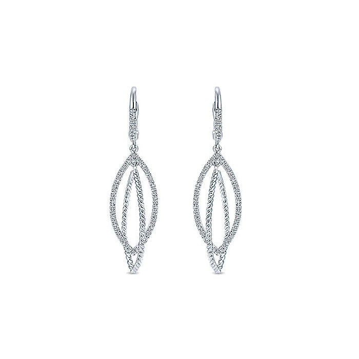 14k White Gold Diamond Drop Earrings