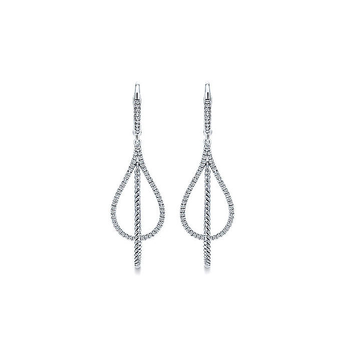 14k White Gold Diamond Drop Earrings
