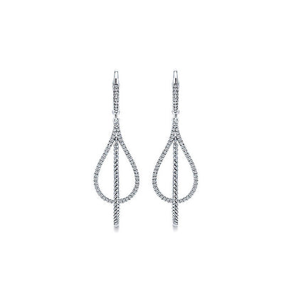 14k White Gold Diamond Drop Earrings