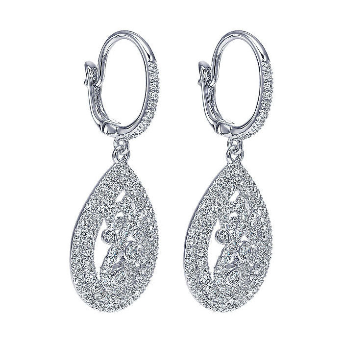 14k White Gold Diamond Drop Earrings