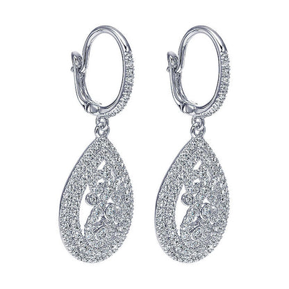 14k White Gold Diamond Drop Earrings