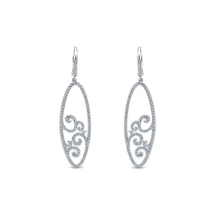 14k White Gold Diamond Drop Earrings