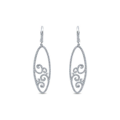 14k White Gold Diamond Drop Earrings