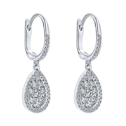 14k White Gold Diamond Drop Earrings