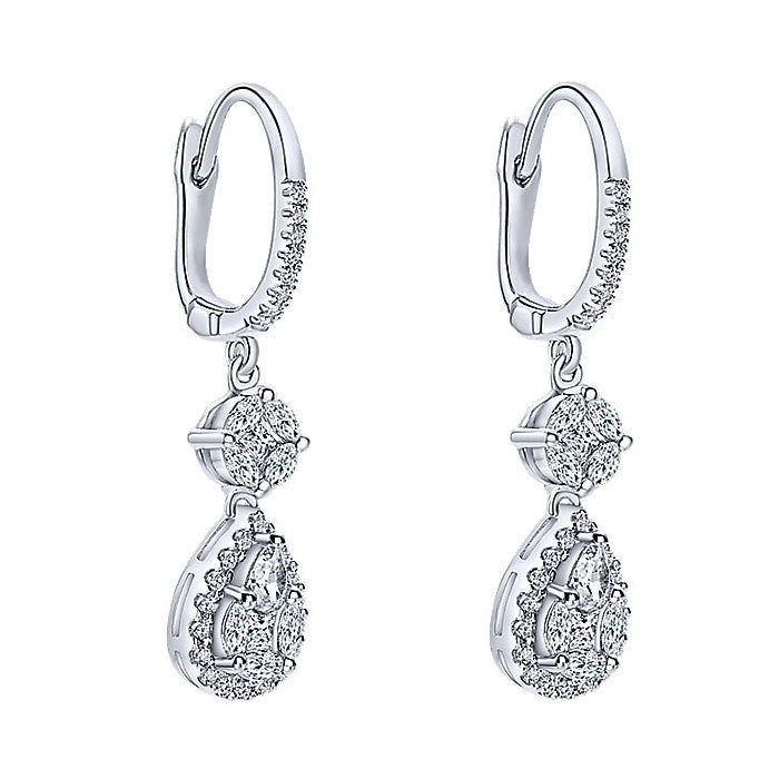 14k White Gold Diamond Drop Earrings