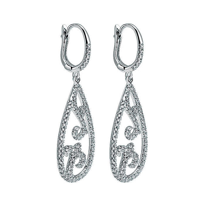 14k White Gold Diamond Drop Earrings