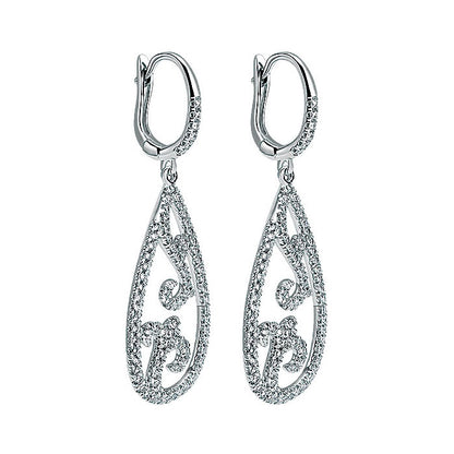 14k White Gold Diamond Drop Earrings