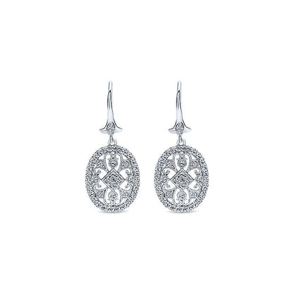 14k White Gold Diamond Drop Earrings