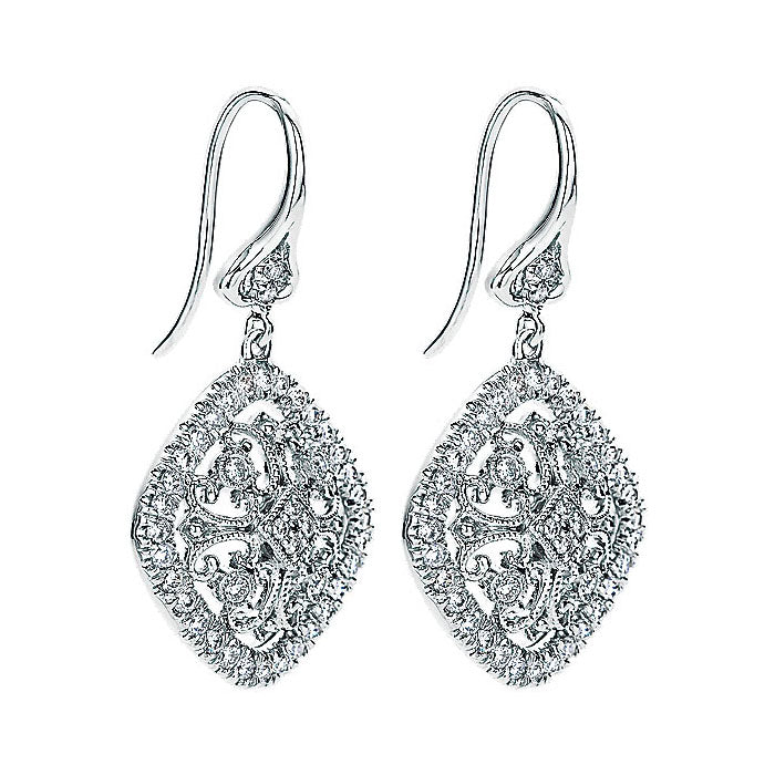 14k White Gold Diamond Drop Earrings
