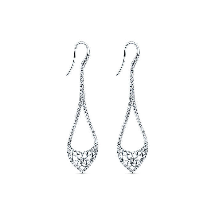14k White Gold Diamond Drop Earrings