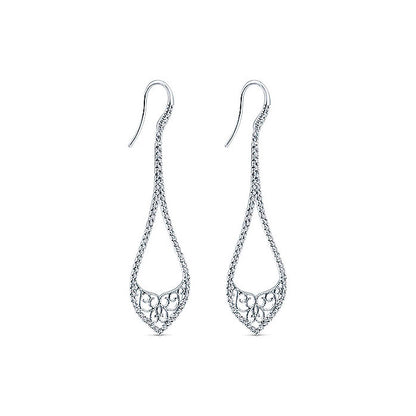 14k White Gold Diamond Drop Earrings