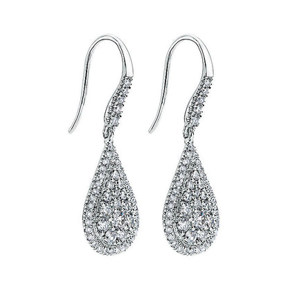 14k White Gold Diamond Drop Earrings