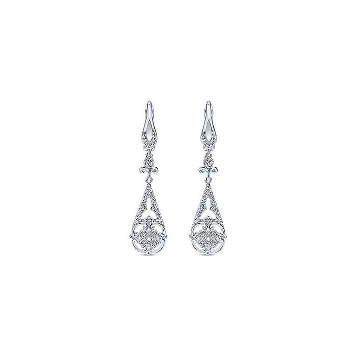 14k White Gold Diamond Drop Earrings