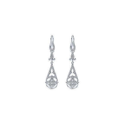 14k White Gold Diamond Drop Earrings