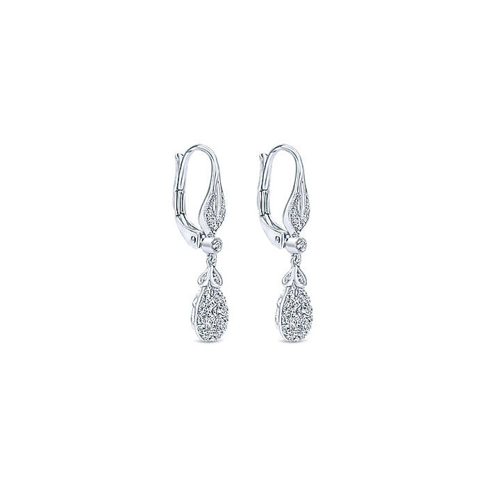 14k White Gold Diamond Drop Earrings