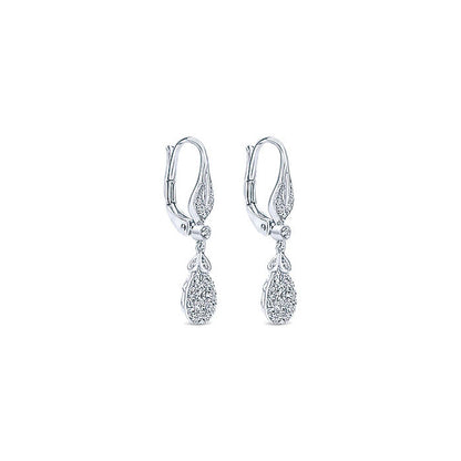 14k White Gold Diamond Drop Earrings