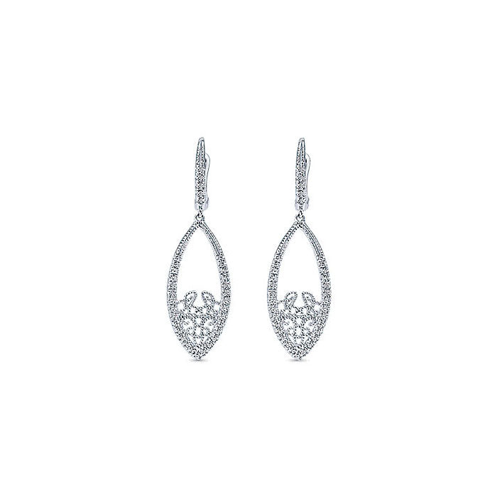 14k White Gold Diamond Drop Earrings