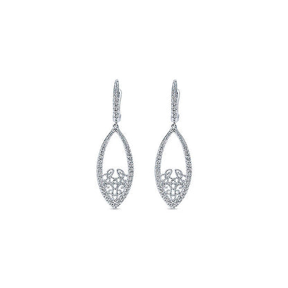 14k White Gold Diamond Drop Earrings