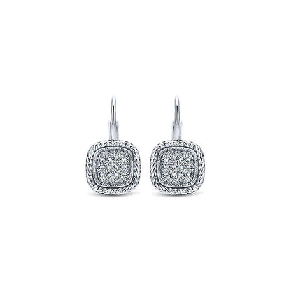 14k White Gold Diamond Drop Earrings