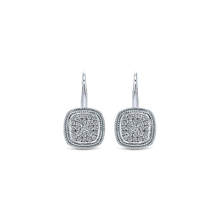 14k White Gold Diamond Drop Earrings