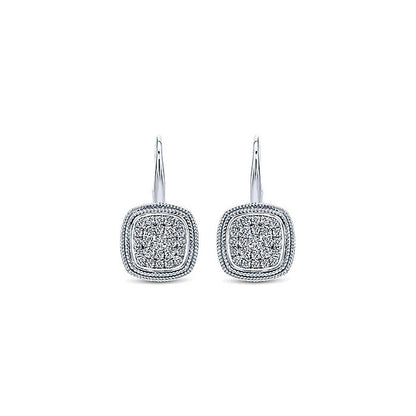 14k White Gold Diamond Drop Earrings
