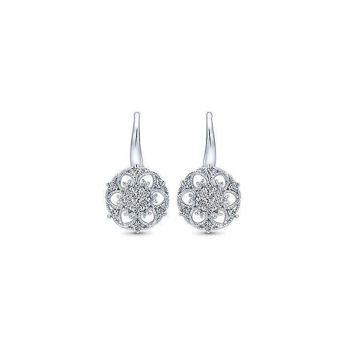 14k White Gold Diamond Drop Earrings
