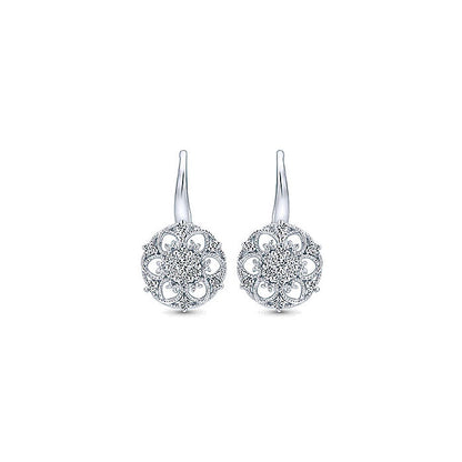 14k White Gold Diamond Drop Earrings