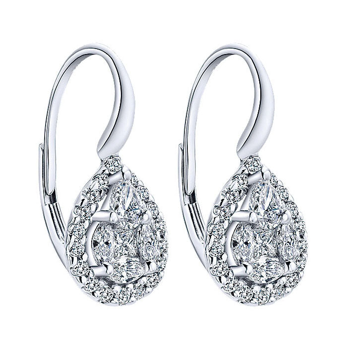 14k White Gold Diamond Drop Earrings