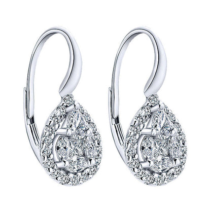 14k White Gold Diamond Drop Earrings