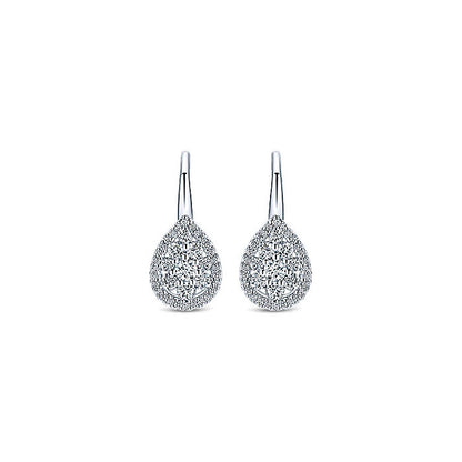 14k White Gold Diamond Drop Earrings