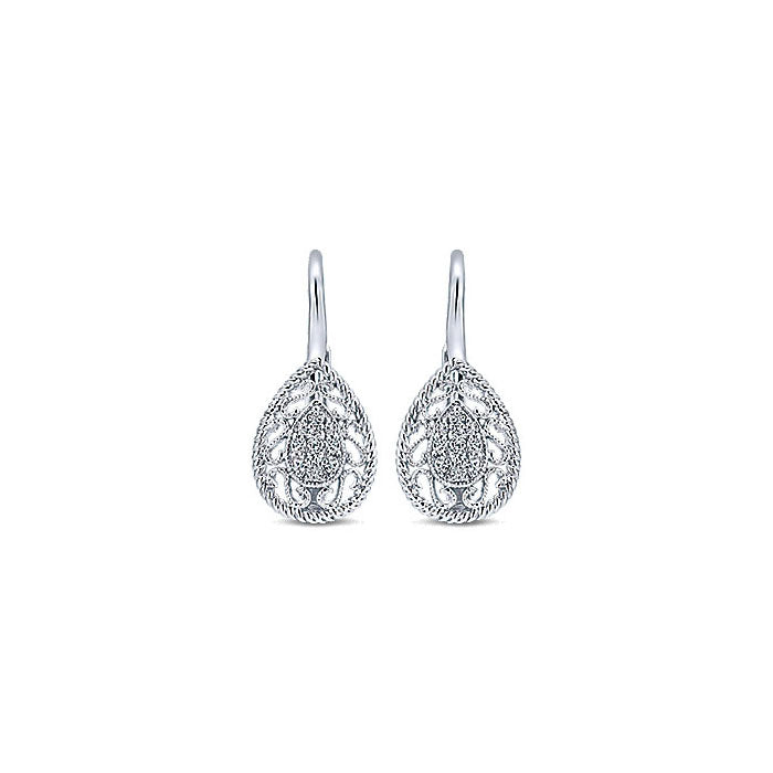 14k White Gold Diamond Drop Earrings
