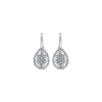 14k White Gold Diamond Drop Earrings