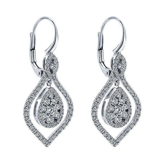 14k White Gold Diamond Drop Earrings