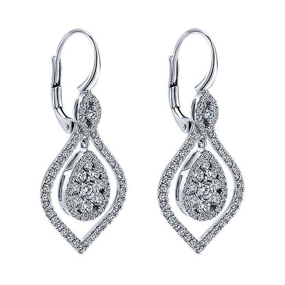 14k White Gold Diamond Drop Earrings