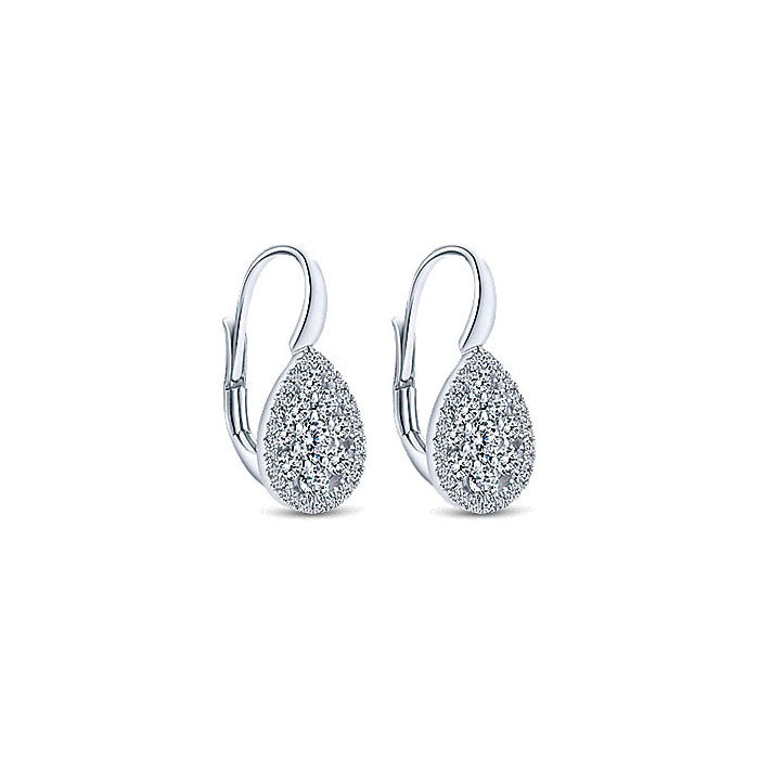 14k White Gold Diamond Drop Earrings